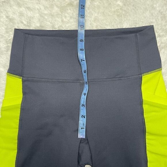 Fabletics Powerhold High Waisted Shorts Navy Blue Yellow Size Small - Picture 7 of 10